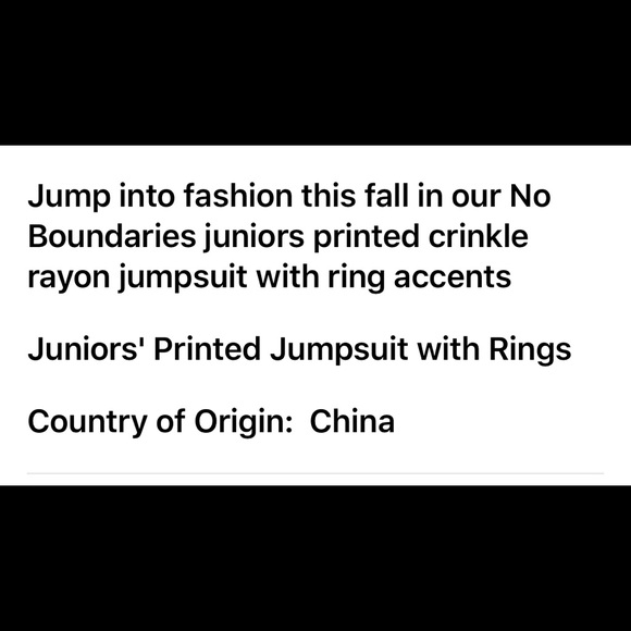 No Boundaries Juniors Printed Jumpsuit with Rings - Picture 6 of 7